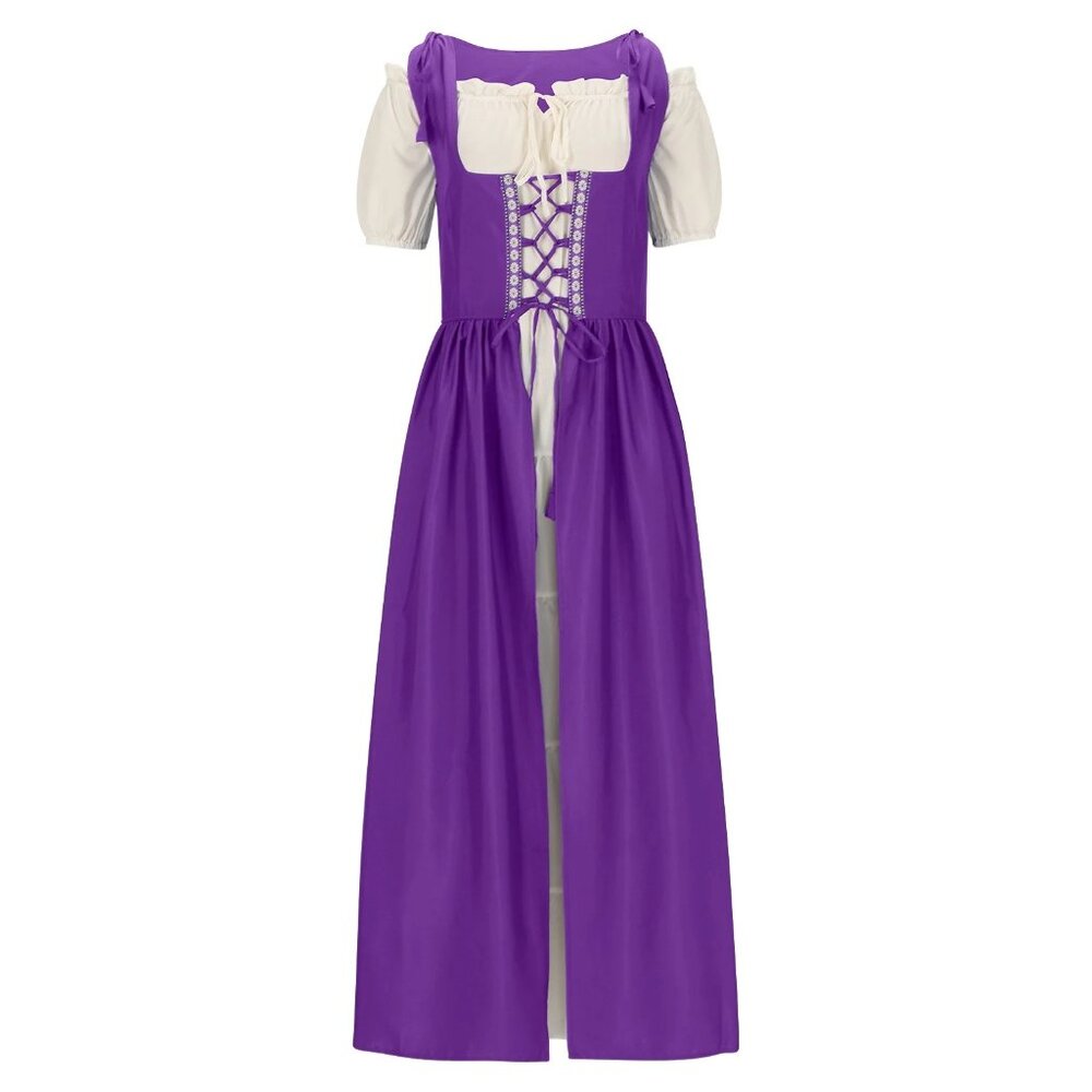 Corset Purple Renaissance Costume Medieval Dress Irish Over Dress Cosplay - Picture 2 of 6